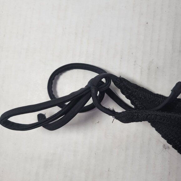 Asos Design Black Textured Adjustable Side Tie Bikini Bottom Swimwear - Picture 2 of 7
